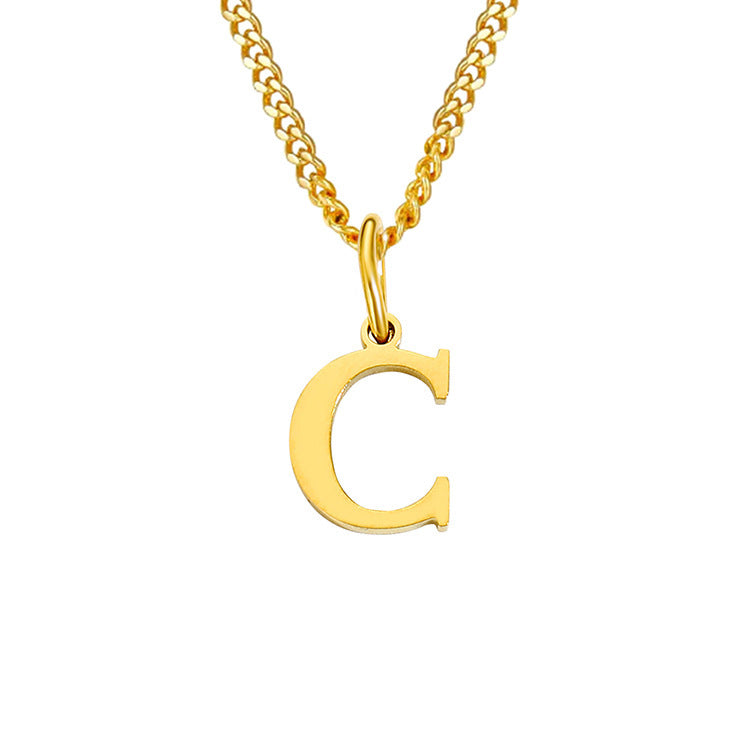 Collar de acero inoxidable 14K con letras del alfabeto (A-Z)