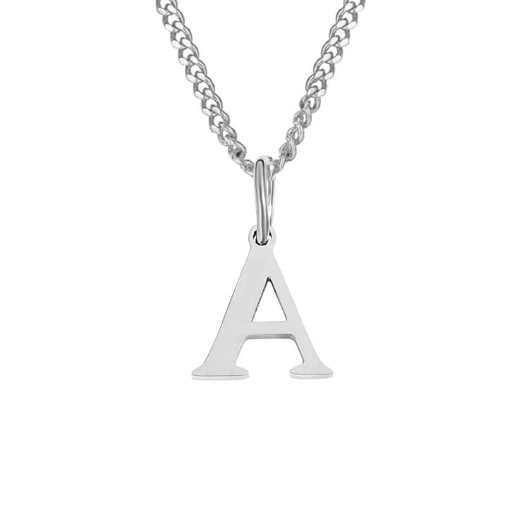 Collar de acero inoxidable 14K con letras del alfabeto (A-Z)