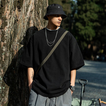 Camiseta de hombre oversize de manga corta en color liso