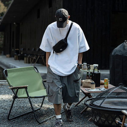 Camiseta de hombre oversize de manga corta en color liso