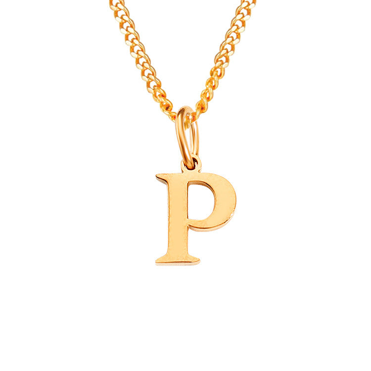 Collar acero inoxidable 14K con letras A–Z