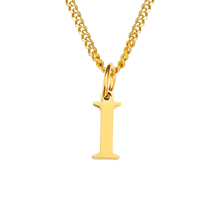 Collar de acero inoxidable 14K con letras del alfabeto (A-Z)