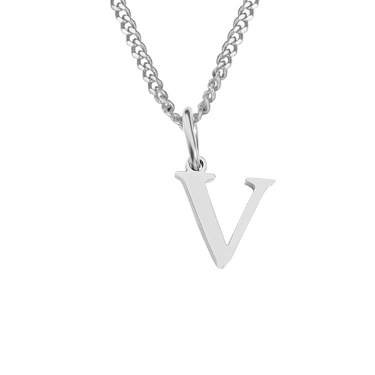 Collar de acero inoxidable 14K con letras del alfabeto (A-Z)