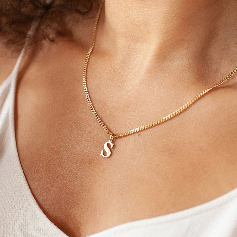 Collar acero inoxidable 14K con letras A–Z